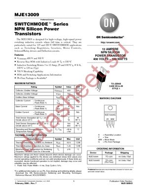 MJE13009G datasheet  